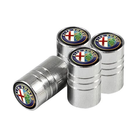 (A argent) 4 pièces bouchons de Valve de pneu de voiture en aluminium Valve d'air de pneu adapté pour 159 147 156 Giulia Giulietta Mito Stelvio Brera Spider (1/5)