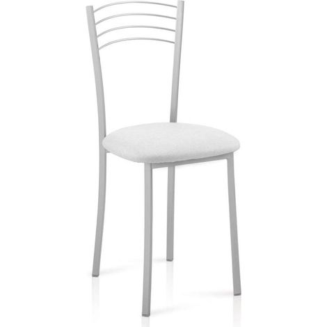 Pack de 4 sillas Md-Gabia tapizadas en tejido PU blanco, 89cm(alto) 40cm(ancho) 45cm(largo) (1/2)