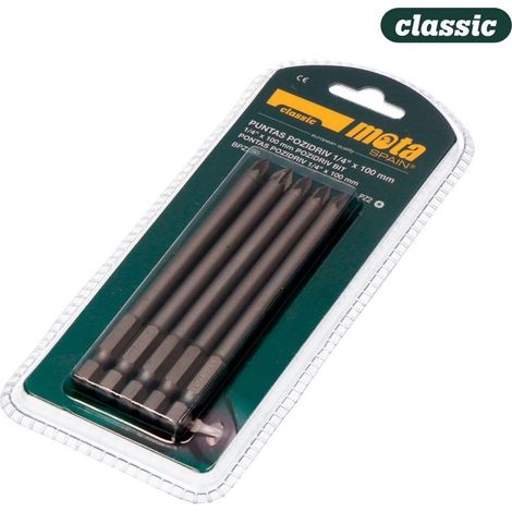 Pack de 5 embouts pz2 x 90mm 1/4" acier bpz290 MOTA
