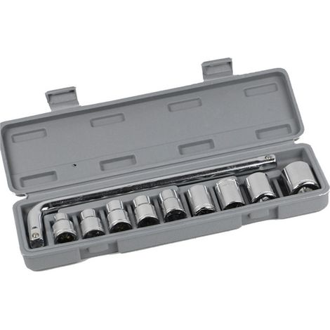 Coffret de 10 clés à douille pour la réparation automobile, outils mécaniques de 8 à 24 mm, avec boîte grise. (1/5)