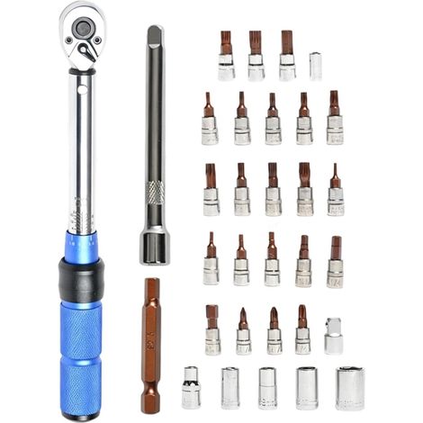 Kit de Clé Dynamométrique pour Vélo Outils de Réparation Vélo 1/4" Clé Dynamométrique Bicyclette avec Contrôle de Sécurité Tige de Selle Guidon pour VTTiste Amateur et Cycliste (1/5)