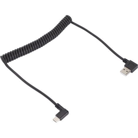 Rechtwinkliges, teleskopisches, spiralförmiges USB-C-Datenladekabel für Android-Handys (1/5)
