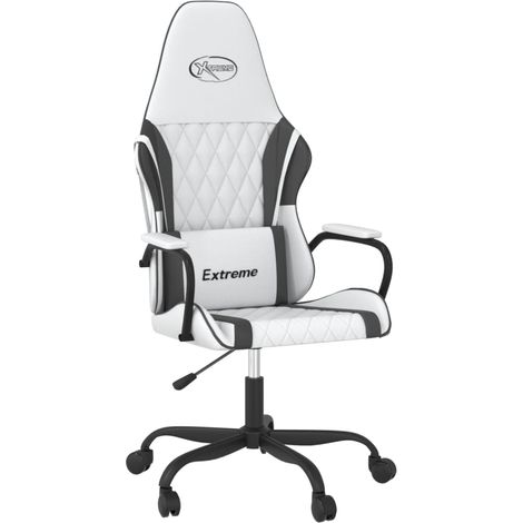 Chaise de jeu Chaise de Gaming de massage Blanc et noir Similicuir (1/5)