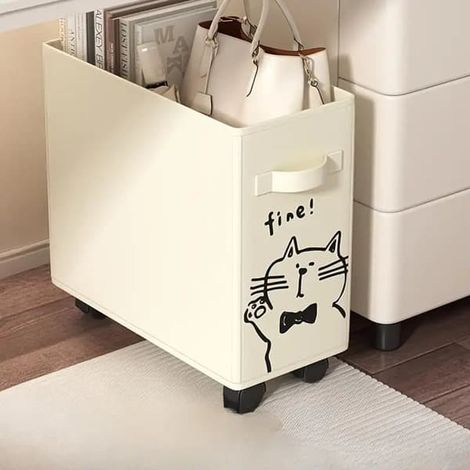 Panier de rangement mobile et panier à linge à roulettes, multifonctionnel pour le bureau et la maisonTFTF Blanc Vit Hund-1st