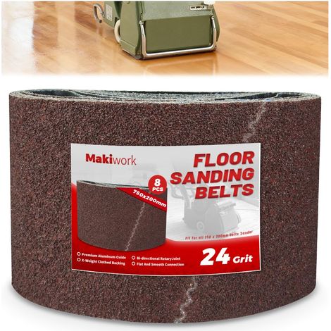 Lot de 8 bandes abrasives 750 x 200 mm en oxyde d'aluminium K24 pour ponceuse de parquet - Compatible avec Scorpion (1/5)