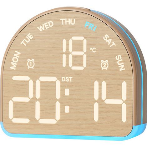 Réveil Digital LED avec Affichage Température, Lampe d'Ambiance Multifonction pour Bureau et Chambre, Horloge de Table Moderne-Alovez-WCY (1/2)