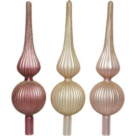 Puntale in vetro con decorazione a spicchi rosa o champagne H 31cm - 1 PEZZO (1/2)