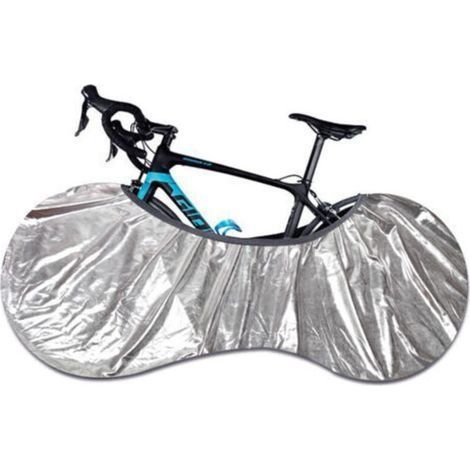 Housse de vélo anti-poussière, protection de chaîne élastique pour roue de vélo/ Argent brillant (1/2)