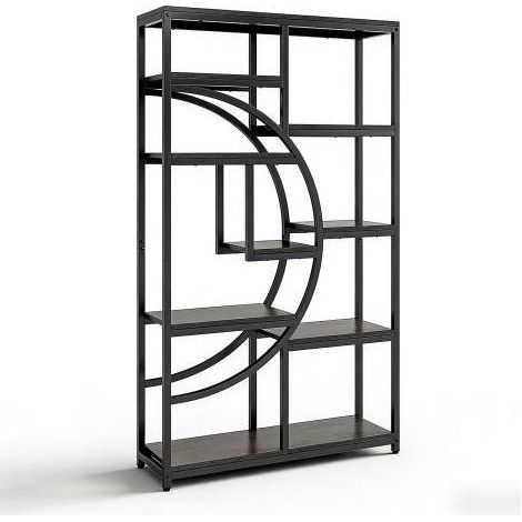 Étagère à livres design géométrique en métal noir avec 9 compartiments de rangement (1/5)