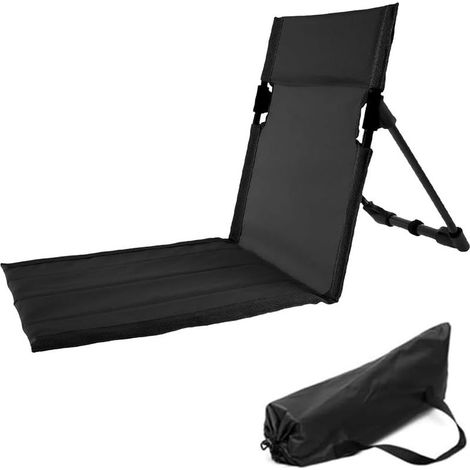 Chaise de camping pliante ultralégère avec dossier, siège de loisirs d'extérieur, noire (1/3)