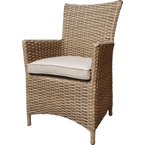 Signature Weave Darcey Wicker High Back Garden Dining Arm Chair & Natural