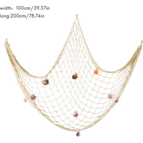 Dekoratives Fischernetz-Wanddekor mit Muscheln im maritimen Stil (1/5)