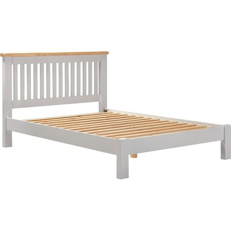 Windsor 5 Feet Bed Frame Low Foot End - L217 x W106.5 x H164 cm - Pebble Grey/Oak
