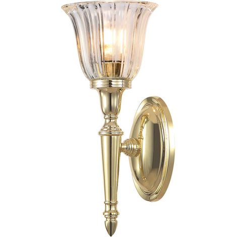 Elstead Dryden - 1 applique da parete per bagno in ottone lucido IP44, G9 (1/5)