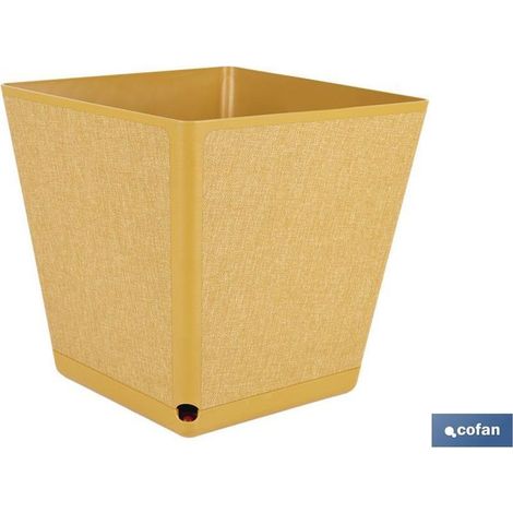 Pot de fleurs carré en polypropylène couleur moutarde, 238 x 238 x 240 mm, 9 litres