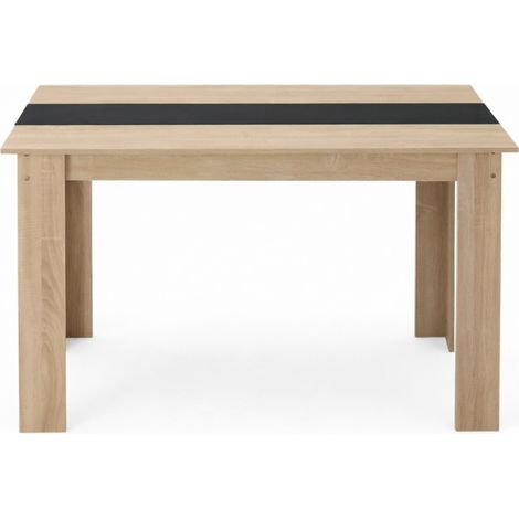 Table à manger rectangulaire 120x69x75 cm panneau mélaminé 15mm effet chêne et noir, table multifonction pour 4 à 6 personnes salon cuisine bureau (1/5)