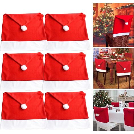 Fundas navideñas para sillas, extraíbles y lavables, ideales para bodas, hoteles, salones de banquetes y cumpleaños. Juego de 6 unidades. (1/5)