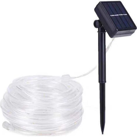 10m Solaire Ruban Lumineux,100 LED Lumières de Fil de Tube de Cuivre Decoration Lumineuse Solaire Extérieur