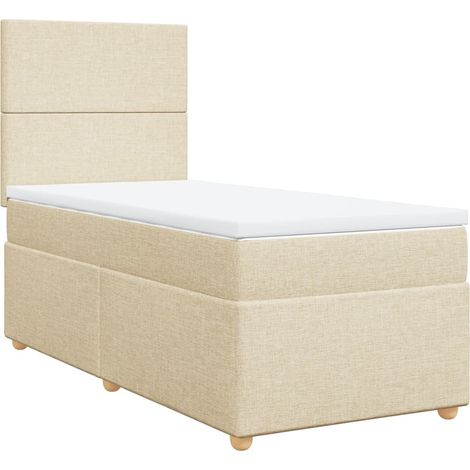 Maison Exclusive - Giroletto a Molle con Materasso Crema 90x200 cm inTessuto (1/5)