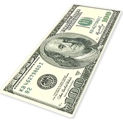 ALFOMBRA FELPUDO GIGANTE 3,5 metros x 50cm Ancho ESTAMPADO DE BILLETE DE DÓLAR  Antideslizante 100% Poliéster- SpazioLuzio