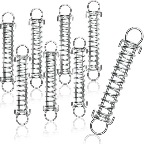 Lot de 8 - Ressort de traction - Acier inoxydable - Double crochet - Résistant à la corrosion et aux chocs - Intérieur et extérieur - Argenté - 170x0,3 cm (1/5)