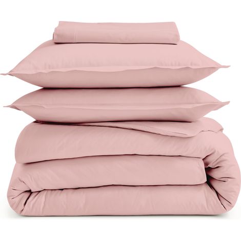 Housse de couette unie en percale de coton Rose 240x220 cm