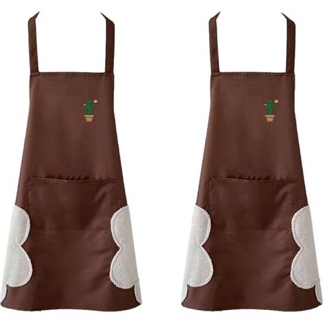 Zweiteilige, wasserdichte Schürze zum Abtrocknen der Hände, mit Gürtel. Ideal für Küche und Restaurant, Latzhose mit tiefem Ausschni