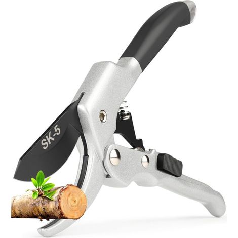 Pruning shears - SK5 steel blade - Lopper - Hedge shears - Ergonomic soft-grip handle - For roses, shrubs and branches - Black-AquaForge (1/5)