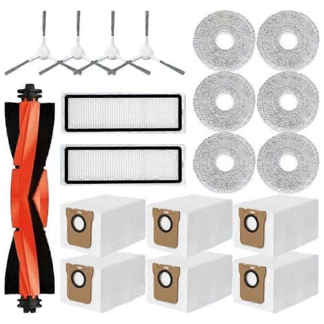 Accessoires de rechange pour aspirateur robot Xiaomi X20+ / X20 Plus : brosse latérale principale, filtre HEPA, lingette de nettoyage et sac à poussière