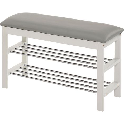 Estante para zapatos Houston 967, Blanco + Gris, 81x48x31cm