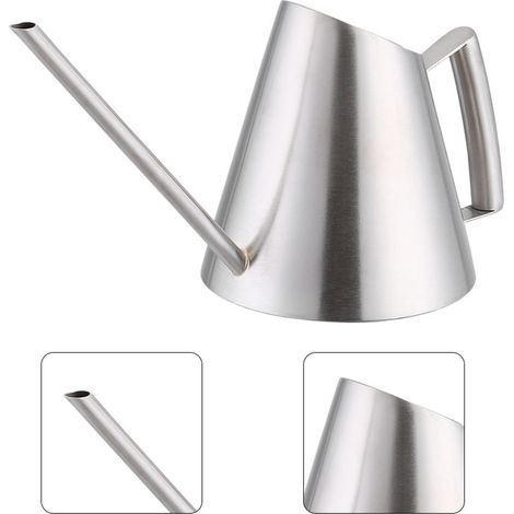 400 ml Mini-Gießkanne aus gebürstetem Edelstahl für Garten, drinnen und draußen (1/5)