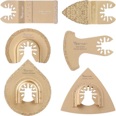 Lames de scie pour outils multifonctions 6 pièces, outil d'oscillation en carbure, accessoires d'outils multifonctions pour carrelage, coulis, béton, maçonnerie (1/5)