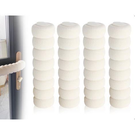 4 - Butoir de poignée - Mousse EVA - Protection mur et meuble - Installation sans outil - Blanc - 3x13,5cm