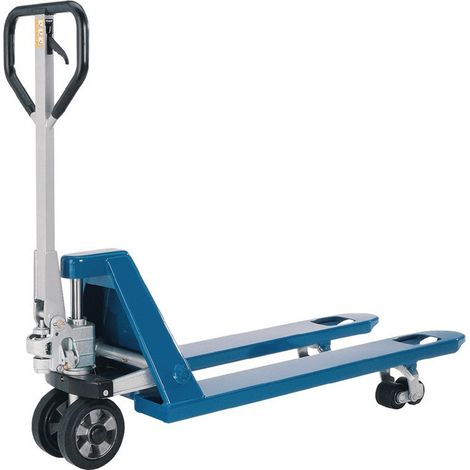 Fourche transpalette-L.1150mm Trgf.2500kg STA caoutchouc plein bleu ciel/PUR PFAFF