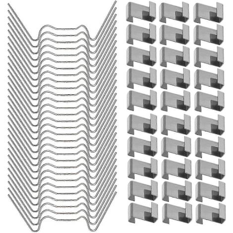 Filiyano-100 pinces de fixation en acier inoxydable pour panneaux de verre de serre (dont 50 pinces en fil de fer en forme de W et 50 pinces à (1/4)