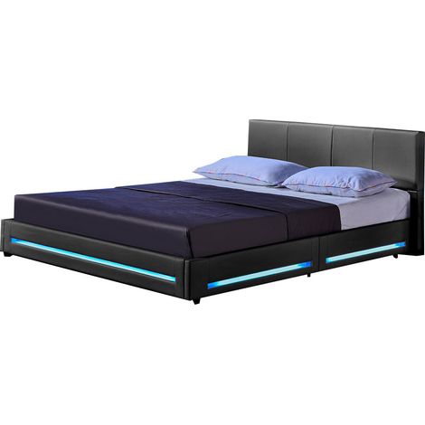 Home Deluxe - Cama LED ASTEROID  color: gris oscuro, tamaño: 160 x 200 cm