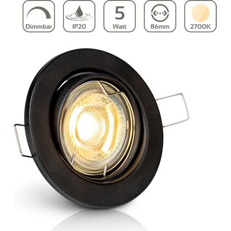 Einbauspot IP20 rund schwenkbar Sprengring - Farbe: Schwarz - LED Leuchtmittel: GU10 5W warmweiß dimmbar (1/5)