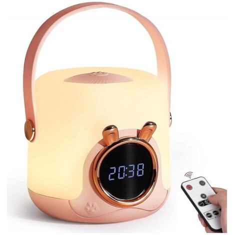 Veilleuse tactile portable avec horloge pour enfants, lampe de table rechargeable pour chambre de bébé (1/5)