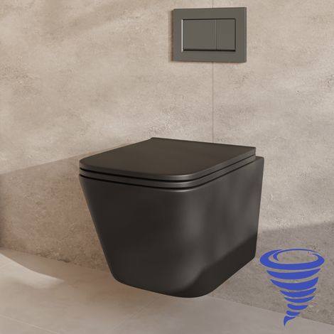 LOMAZOO Pack WC suspendu avec réservoir encastré carré noir - (1/5)