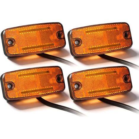 Feux de Gabarit LED 12V/24V Orange avec Réflecteur, Feux de Position Latéraux pour Remorque, Voiture, Camion, Caravane, RV (Jaune/Ambre) (1/5)