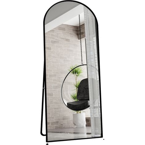Spiegel, freistehend, elegantes Design, schwarz - gebogen (1/2)