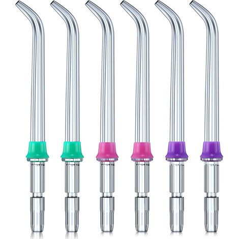 Jet Dentaire Remplacement Classique Tips Jet d'Eau Dentaire Accessoires de Buse pour Flossers à eau (Comme le WP-100) et Autres Irrigants Buccaux (6 Pièces) (1/5)