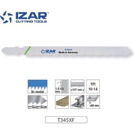 lame de scie sauteuse bimétal Izar T345XF longue durée 132mm TPi10-14 (x3)