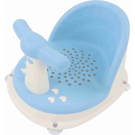 Chaise de douche pour bébé pliable avec poignée amovible douce en polypropylène (PP) hypoallergénique, siège de bain pour bébé, bleu ciel, pour salle de bain (1/5)