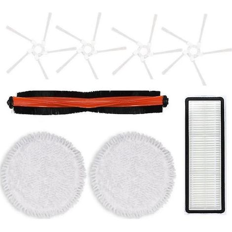Aspirateur robot autonettoyant, brosse latérale principale, filtre à lingette (1/4)