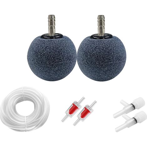 Aquarium Bubbler, 50 mm Silent Aquarium Bubbler, Round Oxygen Diffuser with 2 Nano Bubble Air Stone, 6 m Air Hose, 2 Check Valves, 2 Plastic Regulating Valves (1/5)