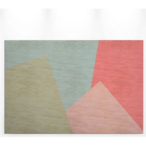 Tableau géométrique moderne pour salon | Tableau idéal couloir rose bleu & vert | Tableau sur toile original pour bureau 0,9 x 0,6 m (1/5)
