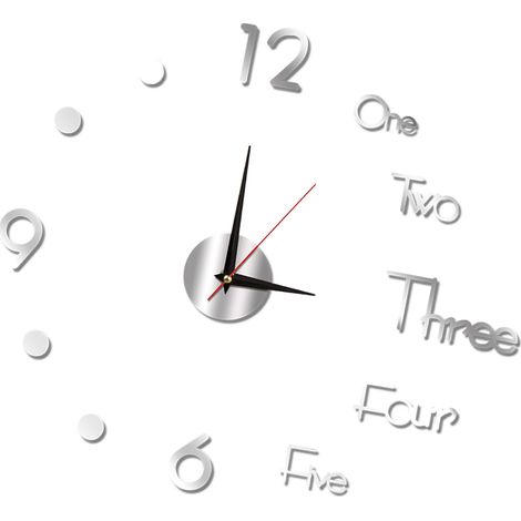 Horloge Murale Lumineuse Sans Cadre Décorative Silencieuse pour Salon Chambre Argentée Petite 40cm/15,75in