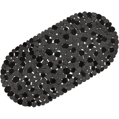 Schwarze, rutschfeste Badematte mit Saugnäpfen und Abflusslöchern für Bad, Dusche und Badewanne, maschinenwaschbar, BPA- und latexfrei, 68,7 x 35,6 cm (1/5)