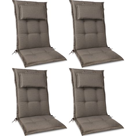 4x Premium Hochlehnerauflage 120x50x7cm, Taupe (1/5)